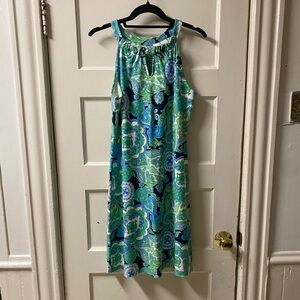 Jude Connally Lisa Blue and Green Paisley Dress Size Small